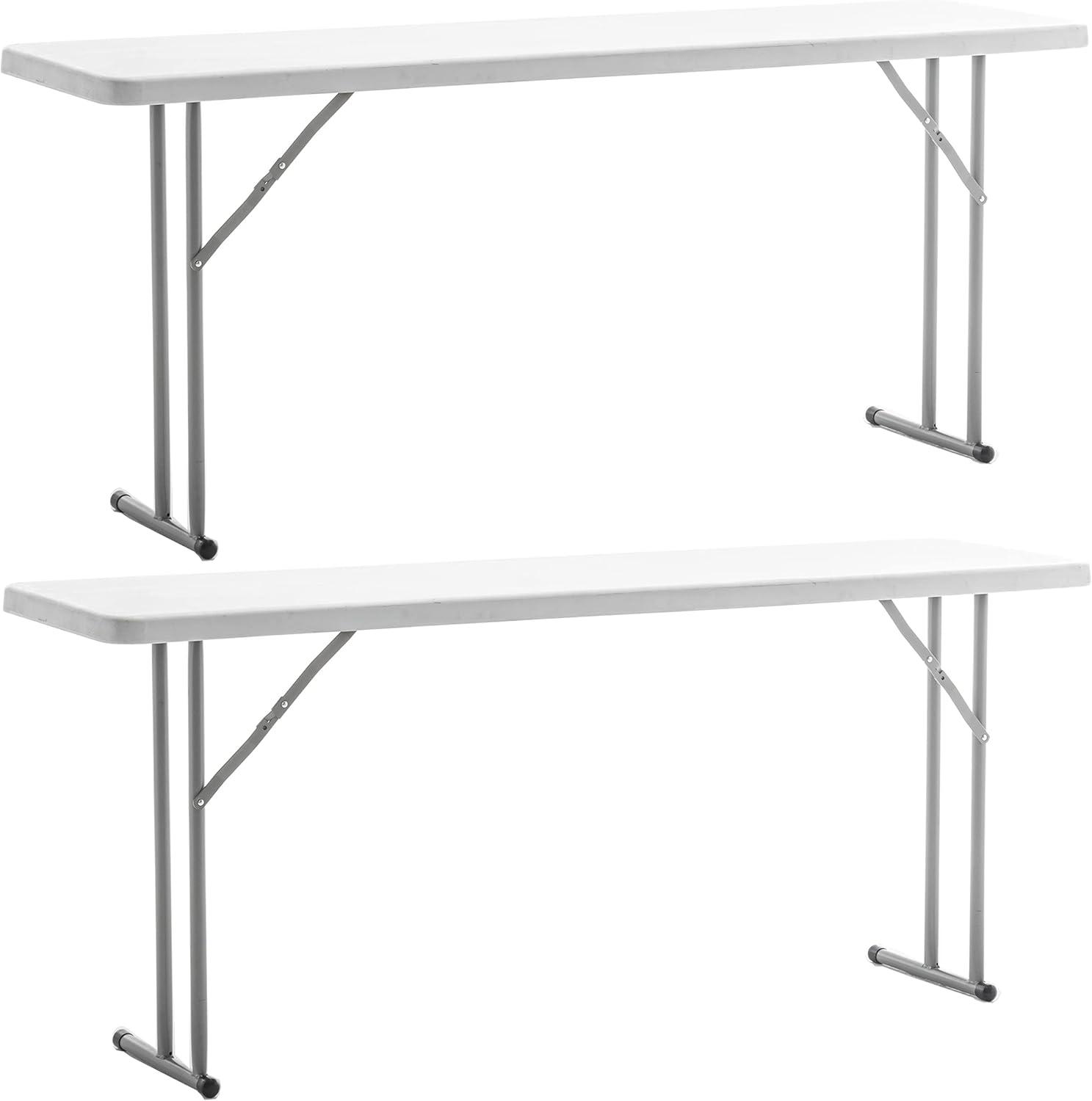 6-Foot White Granite Plastic Folding Training Table Set