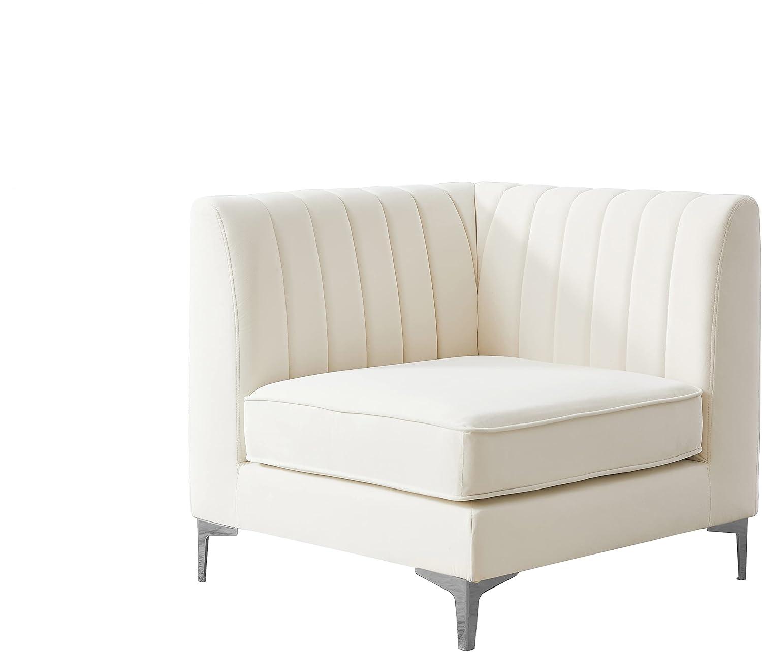 Meridian Furniture Alina Cream Velvet Corner Chair