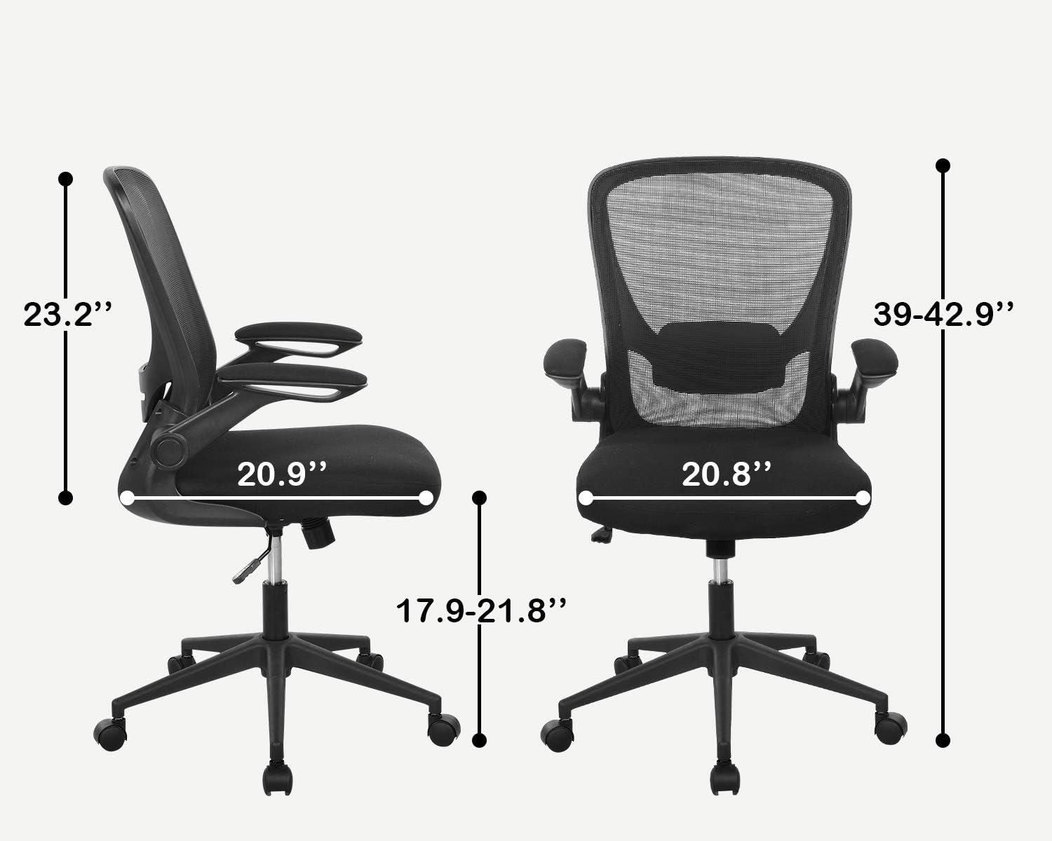 Black Mesh Ergonomic Swivel Office Chair with Adjustable Arms