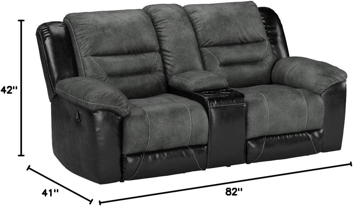 Signature Design by Ashley Earhart Reclining Loveseat with Console in Slate