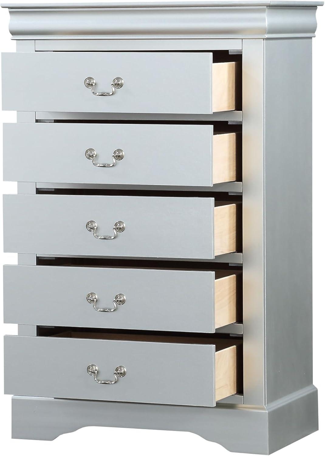 Transitional Style ACME Louis Philippe Chest in Platinum, 1 Pack