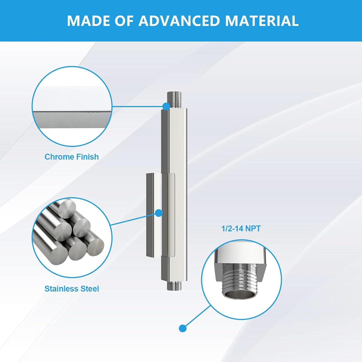 8 in. L Brushed Nickel Ceiling Mounted Rain Shower Extension Shower Arm with Flange