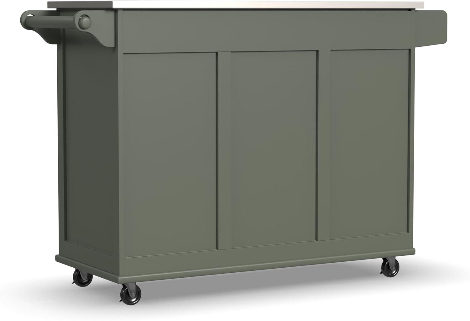 Homestyles Dolly Madison Engineered Wood Kitchen Cart in Sage Green/Nickel