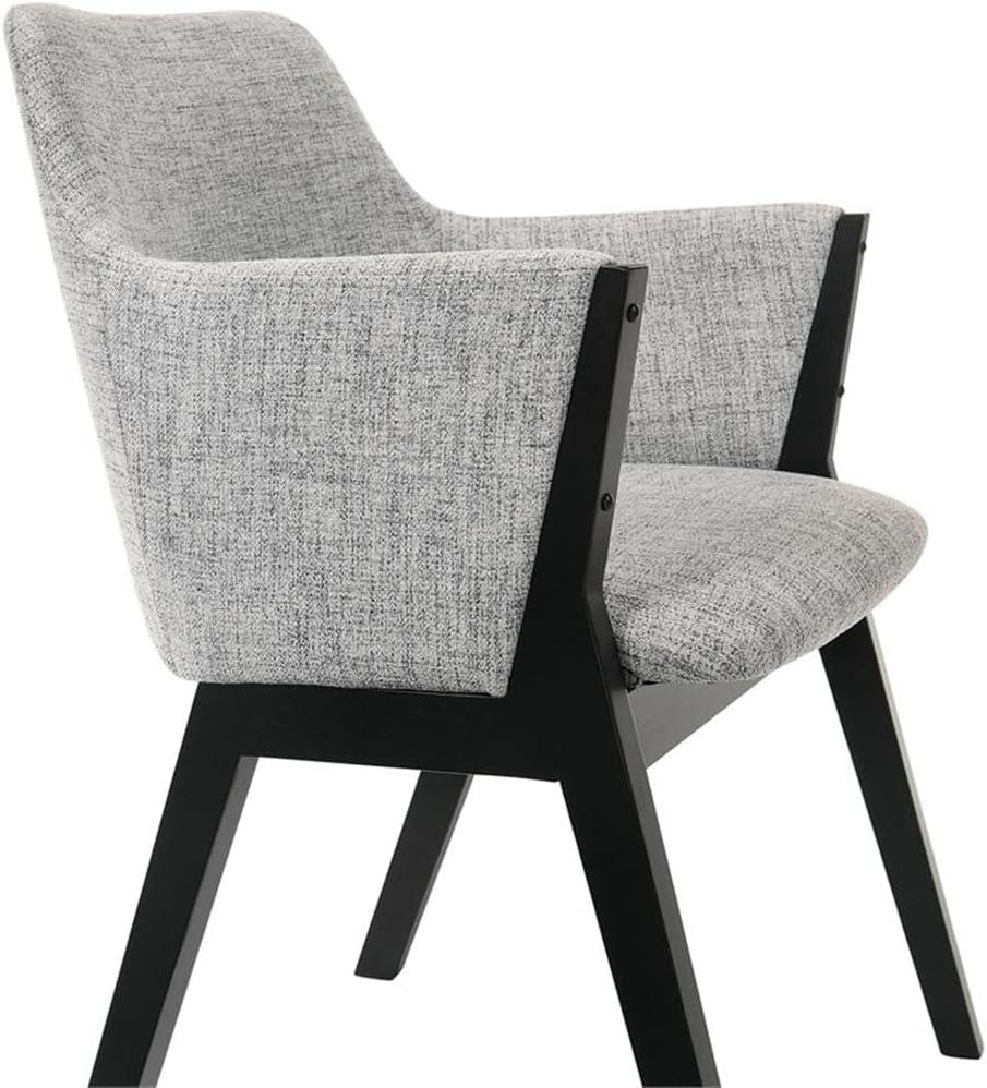 Armen Living Set of 2 Renzo Fabric Wood Dining Chairs Gray/Black: Polyester Upholstery, Foam Fill, Armrests