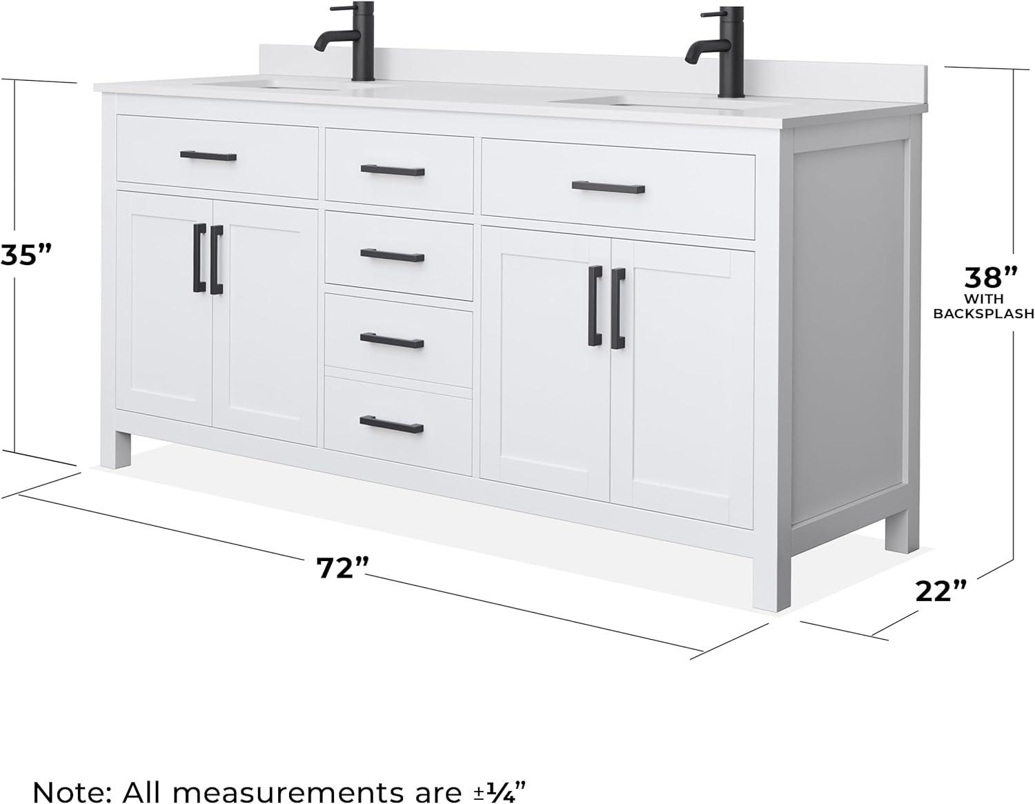Beckett 72" Freestanding Double Bathroom Vanity with Cultured Marble Top