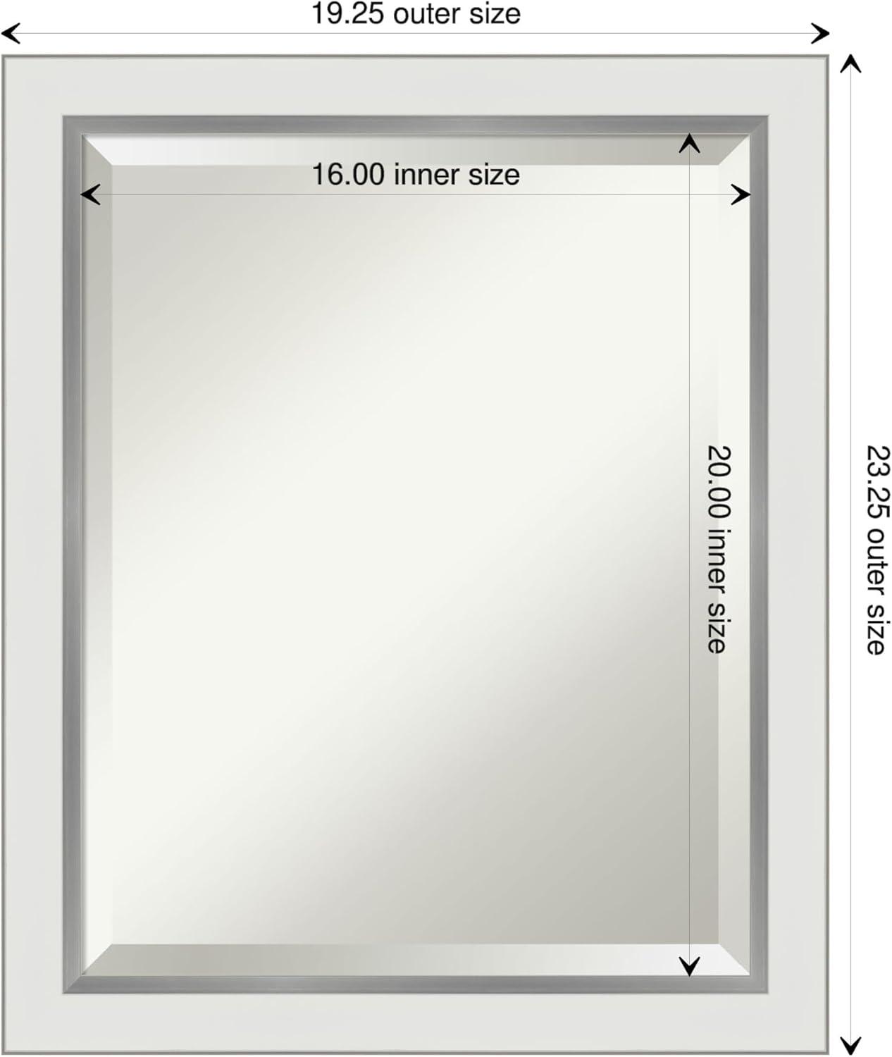 Amanti Art DSW4593047 White 23-1/8" X 19-1/8" Modern Rectangular Beveled Polystyrene