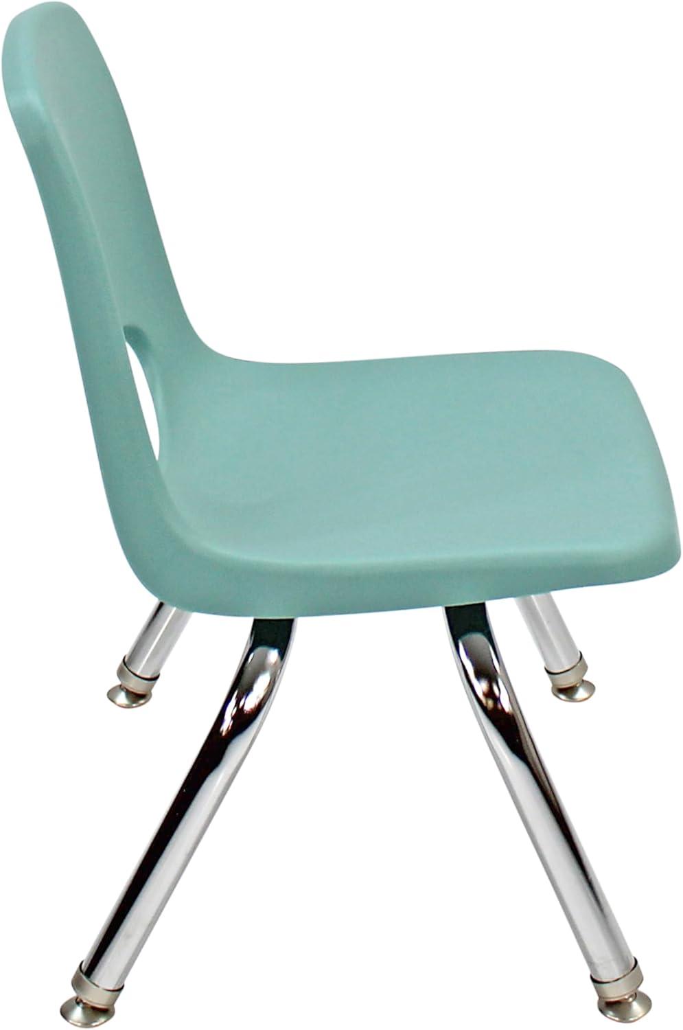 Seafoam Plastic Stackable Student Chairs with Chrome Steel Legs, Set of 6