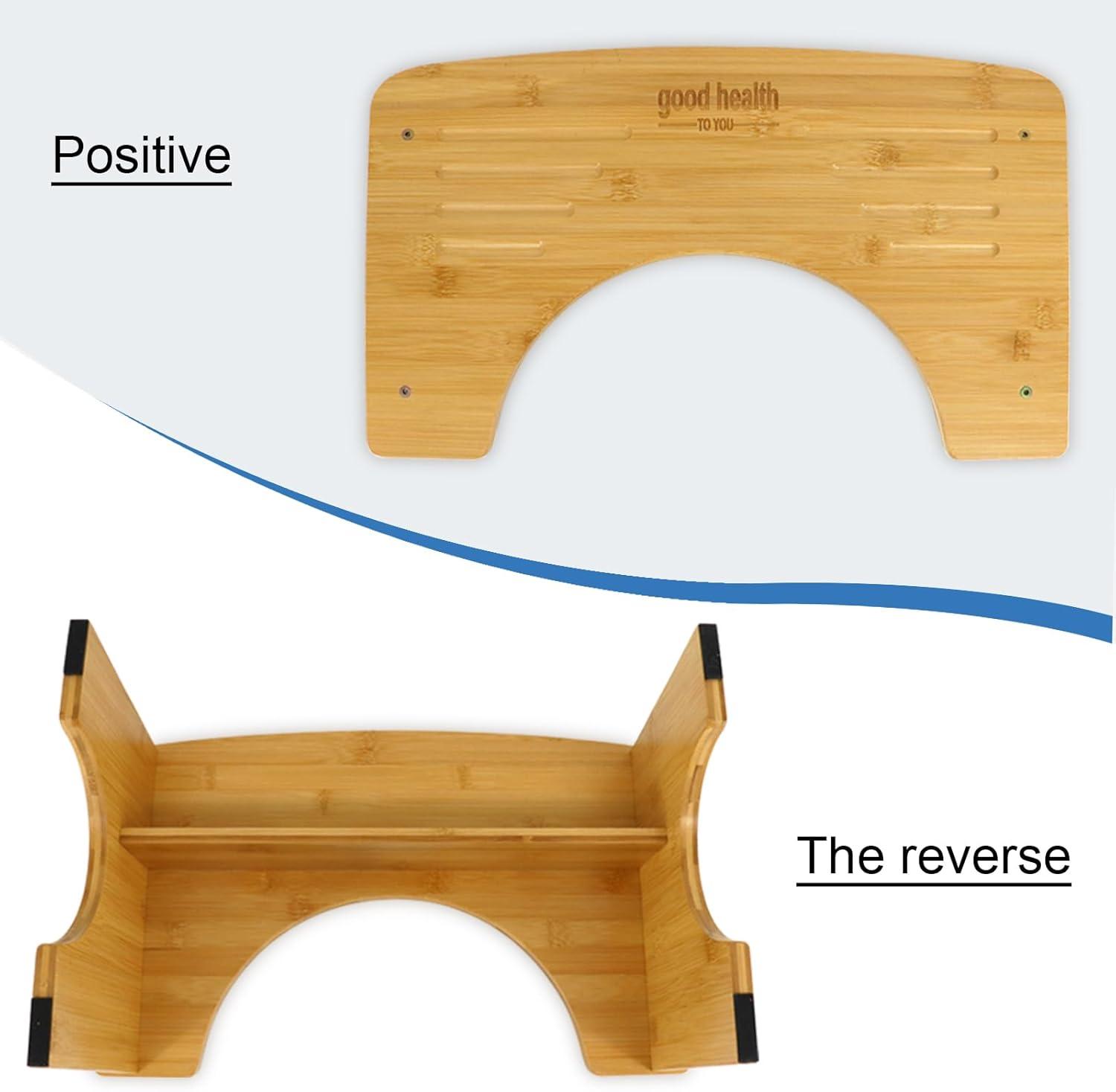 Bamboo Toilet Stool for Adults, 6.5" Toilet Stool Squat Adult Kids, Portable Simple Curve Squat Toilet Potty Stool, Non-Slip Poop Stool for Bathroom, Improve Squatting Posture and Comfort (Wood)