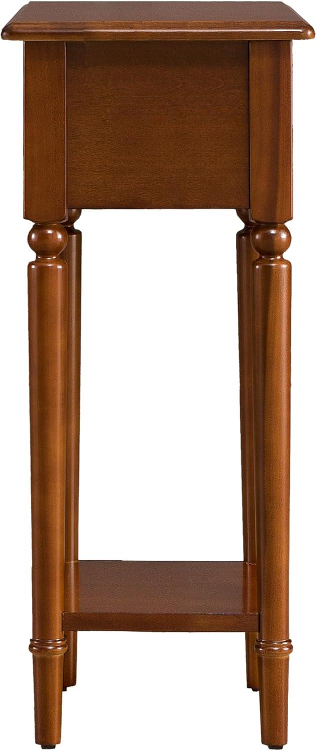 Coastal Pecan Silky Finish Narrow Chairside Table with Storage