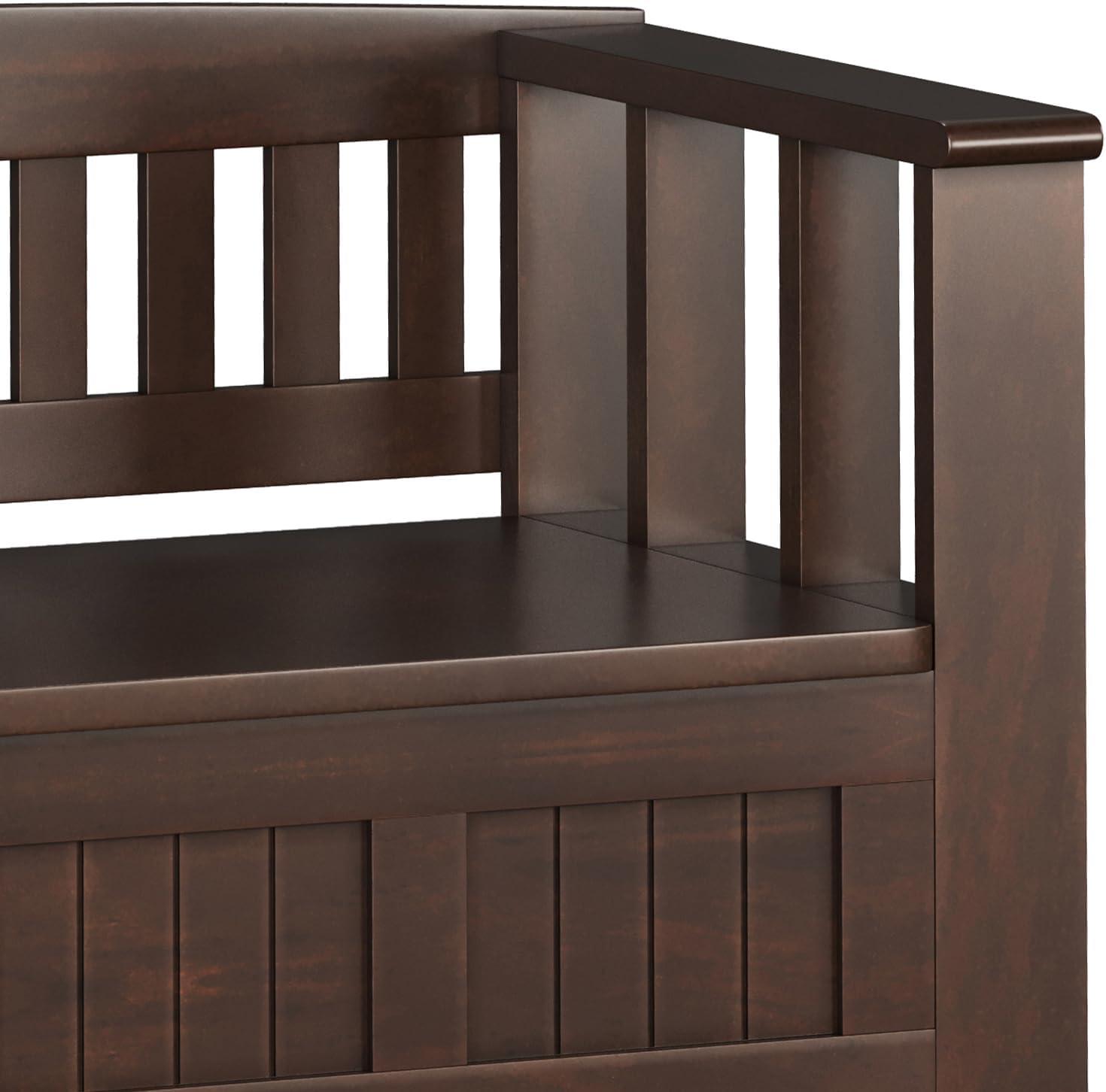 Brunette Brown Wooden Entryway Storage Bench with Shelf