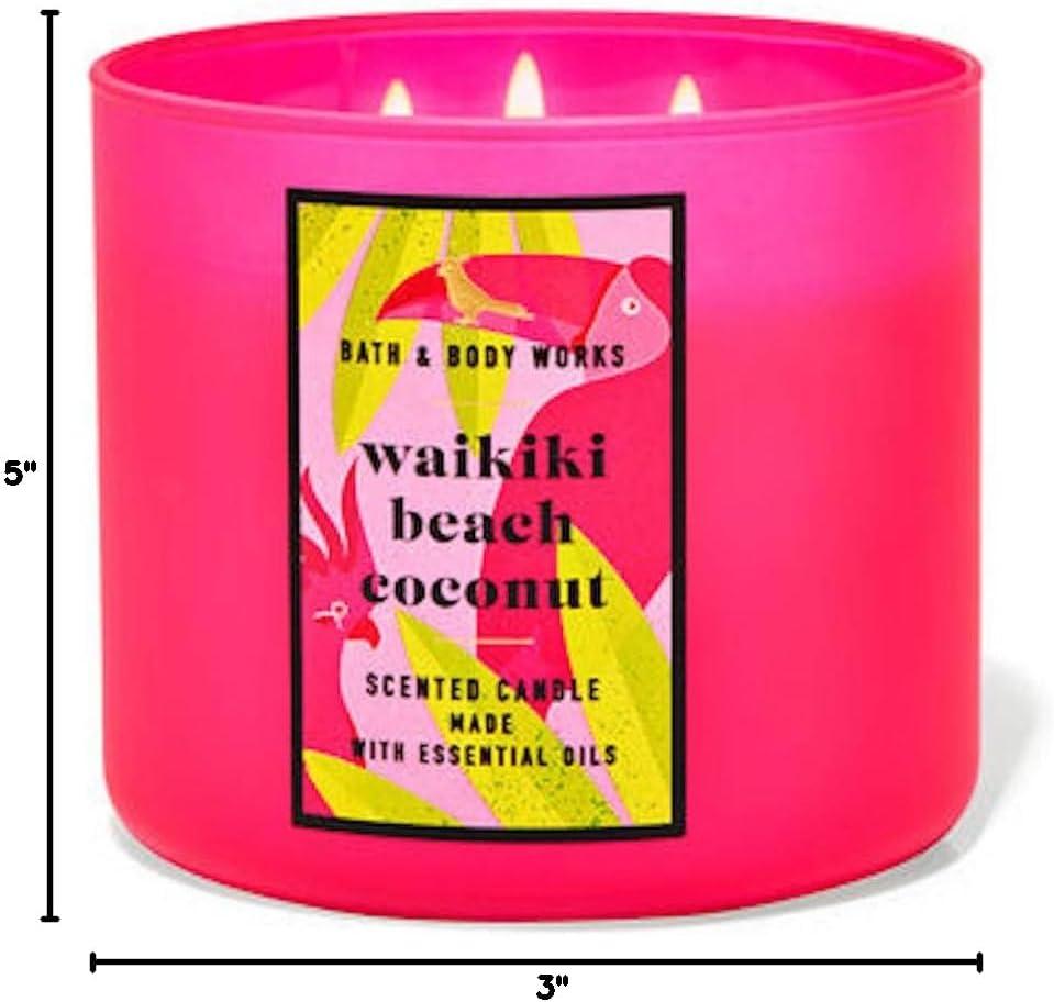 Waikiki Beach Coconut 3-Wick Pink Jar Scented Candle