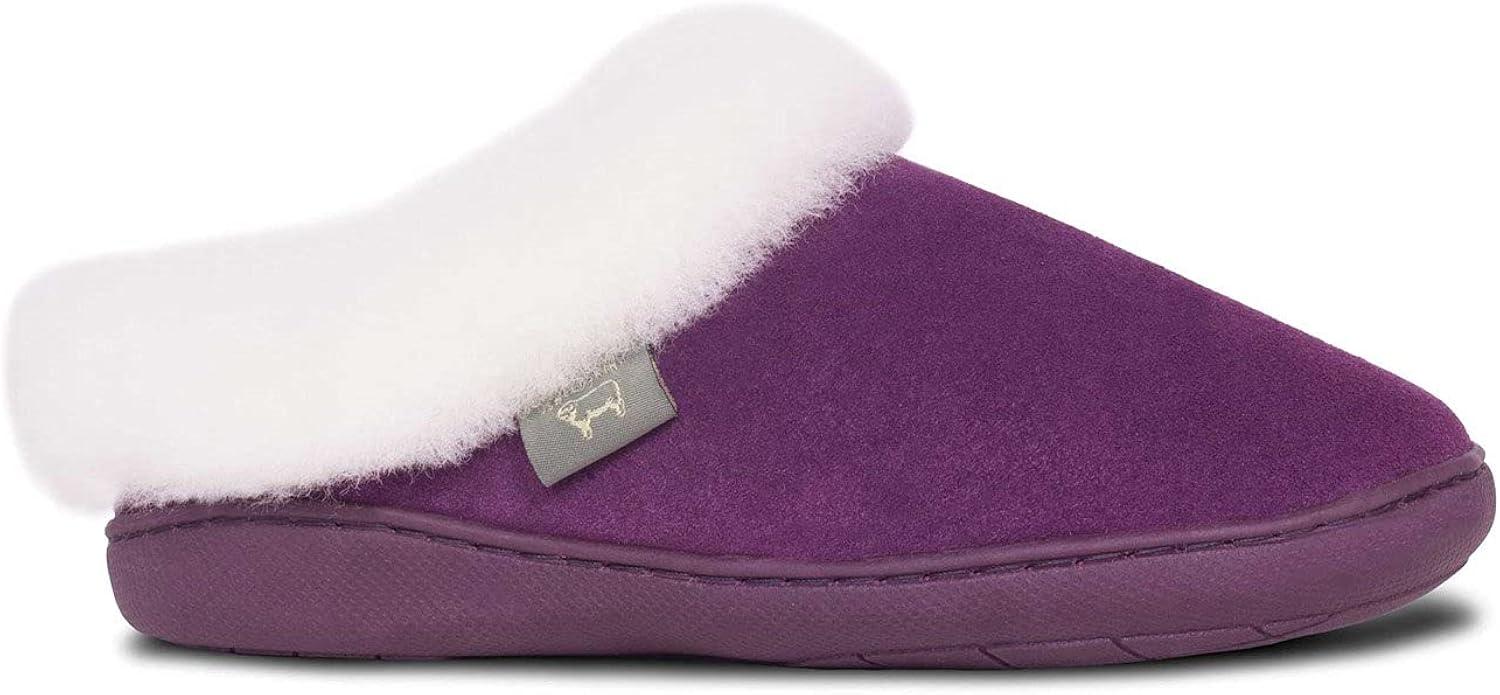 Sunrise Berry Suede Leather Women's Clogs with Sheepskin Lining