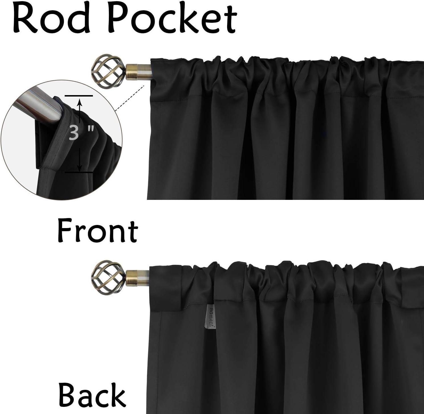 Coodeto Short Blackout Curtains Black, Set of 2, W52 x L63 - Blackout Curtains for Kitchen and Kids Bedroom