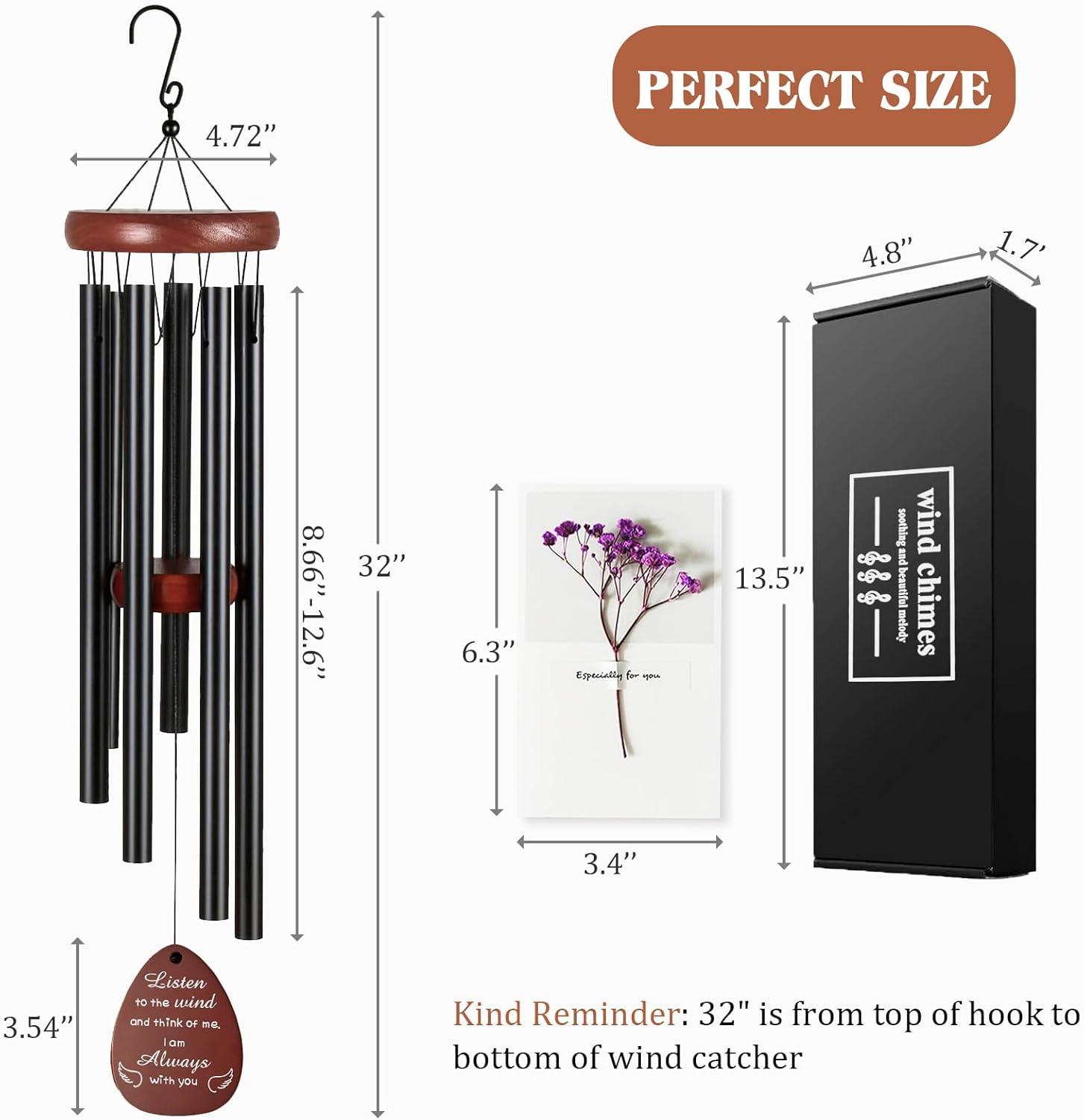 Sympathy Gifts for Loss of Loved One 32" Memorial Wind Chimes for Loss of Loved One Bereavement Condolence Gifts Sympathy Windchimes Memory Wind Chime with Memorial Card