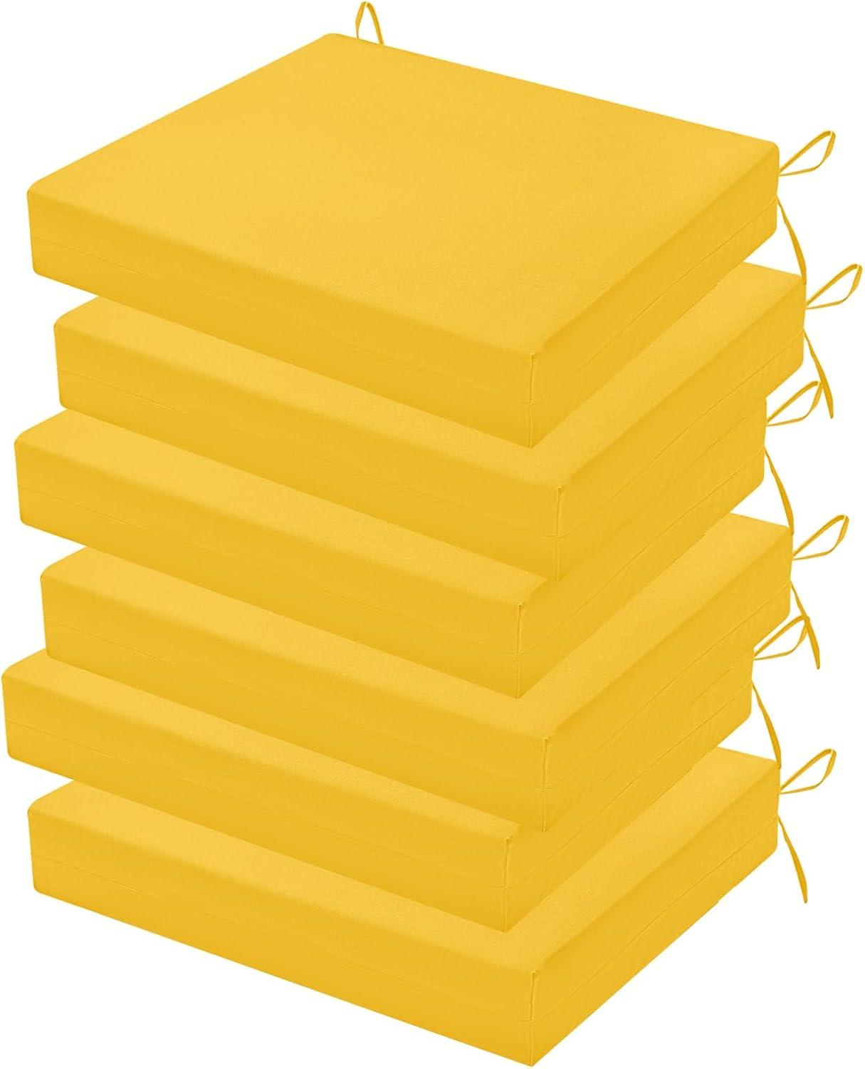 LOVTEX Outdoor Chair Cushions Set of 4, Waterproof Patio Chair Cushions with Ties, 18.5 x 16 x 3 inch, Khaki