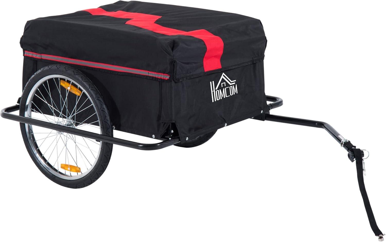 Aosom Bicycle Cargo Trailer, Two-Wheel Bike Luggage Wagon Trailer with Removable Cover, Red