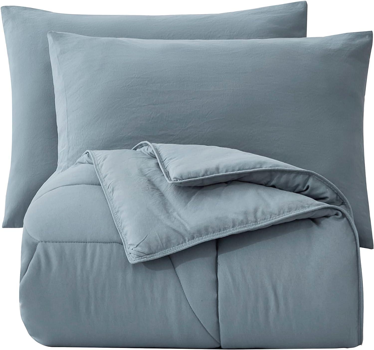 Dusty Blue Oversized Queen Microfiber Reversible Comforter Set