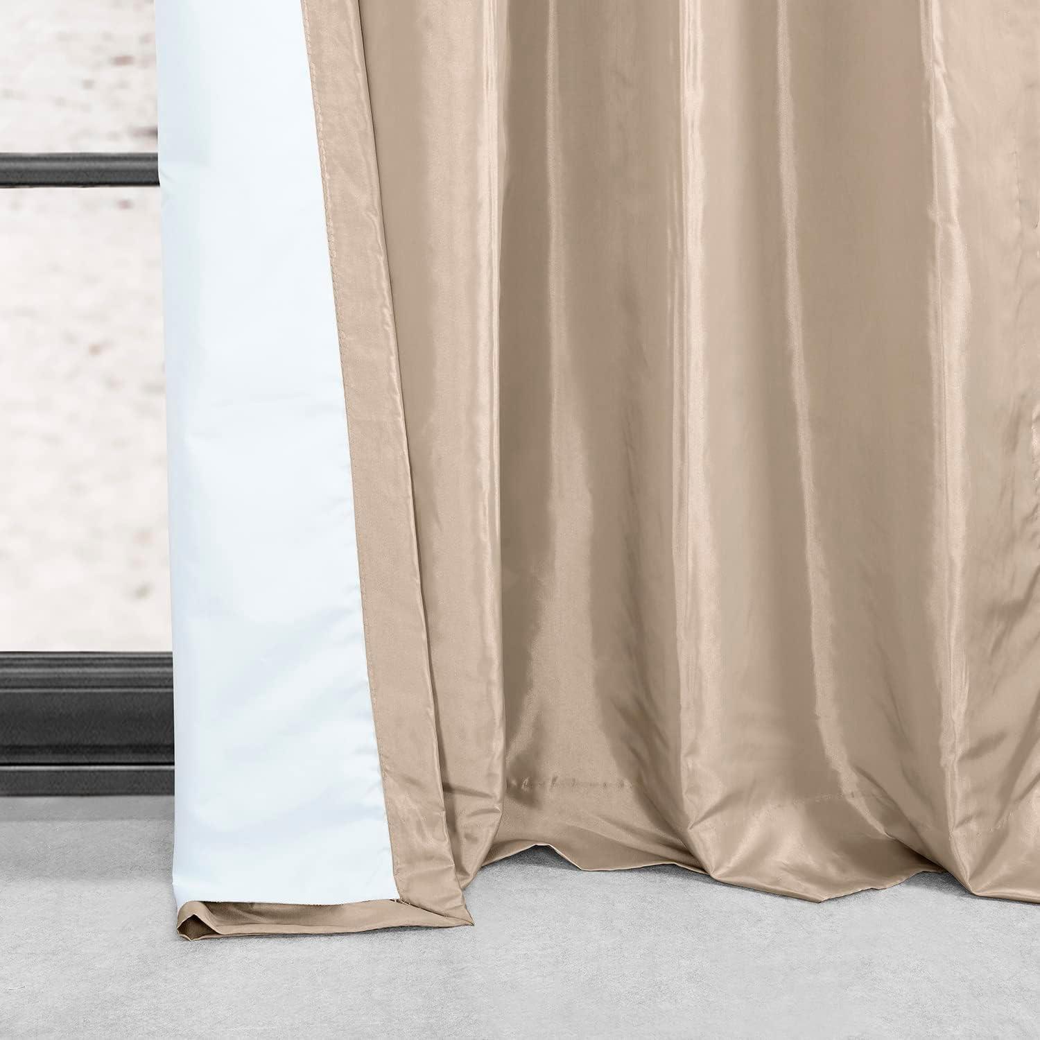 Antique Beige Grommet Blackout Faux Silk Taffeta Curtain (1 Panel), Antique Beige, 50W X 96L