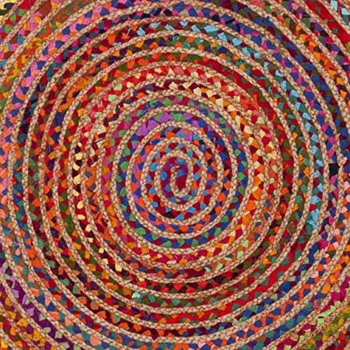 SAFAVIEH Cape Cod Miah Braided Area Rug, 5' x 5' Round, Red/Multi