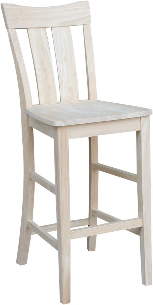 International Concepts Wood Ava Slat Back Bar Height Stool - 29.92" Seat Height - Unfinished