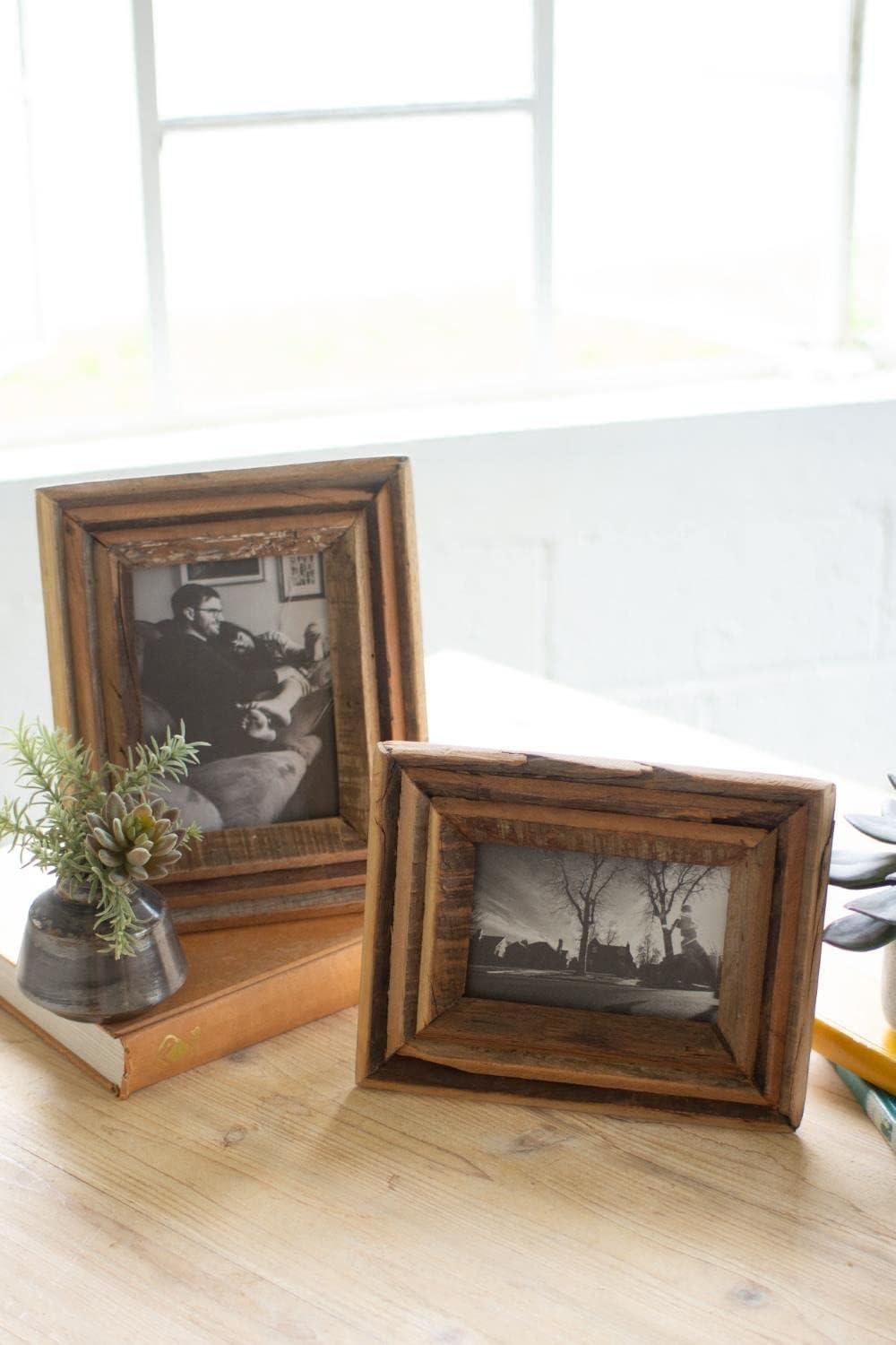 Set of 2 Reclaimed Wood Vintage Photo Frames