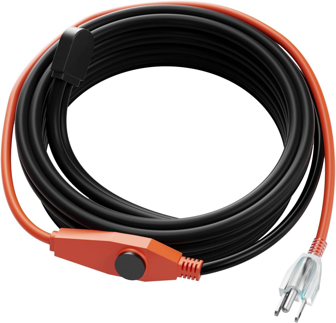 VEVOR Pipe Heating Cable 30FT 7W/FT Heat Tape for Pipes with Built-in Thermostat