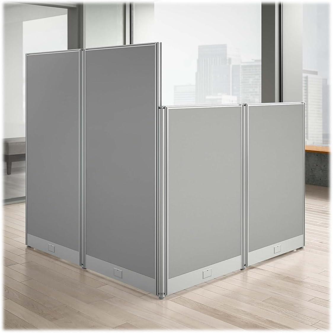 Office In An Hour L-Shaped 1 Person Cubicle with Cable Management