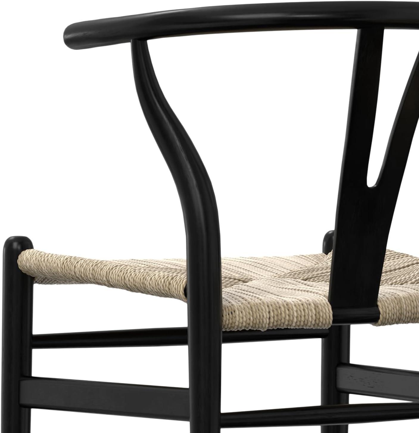 Simpli Home Chocolate Solid Wood Dining Chair with Y-Back Design in Mid-Century Modern Style (Set of 2) (Set of 2)