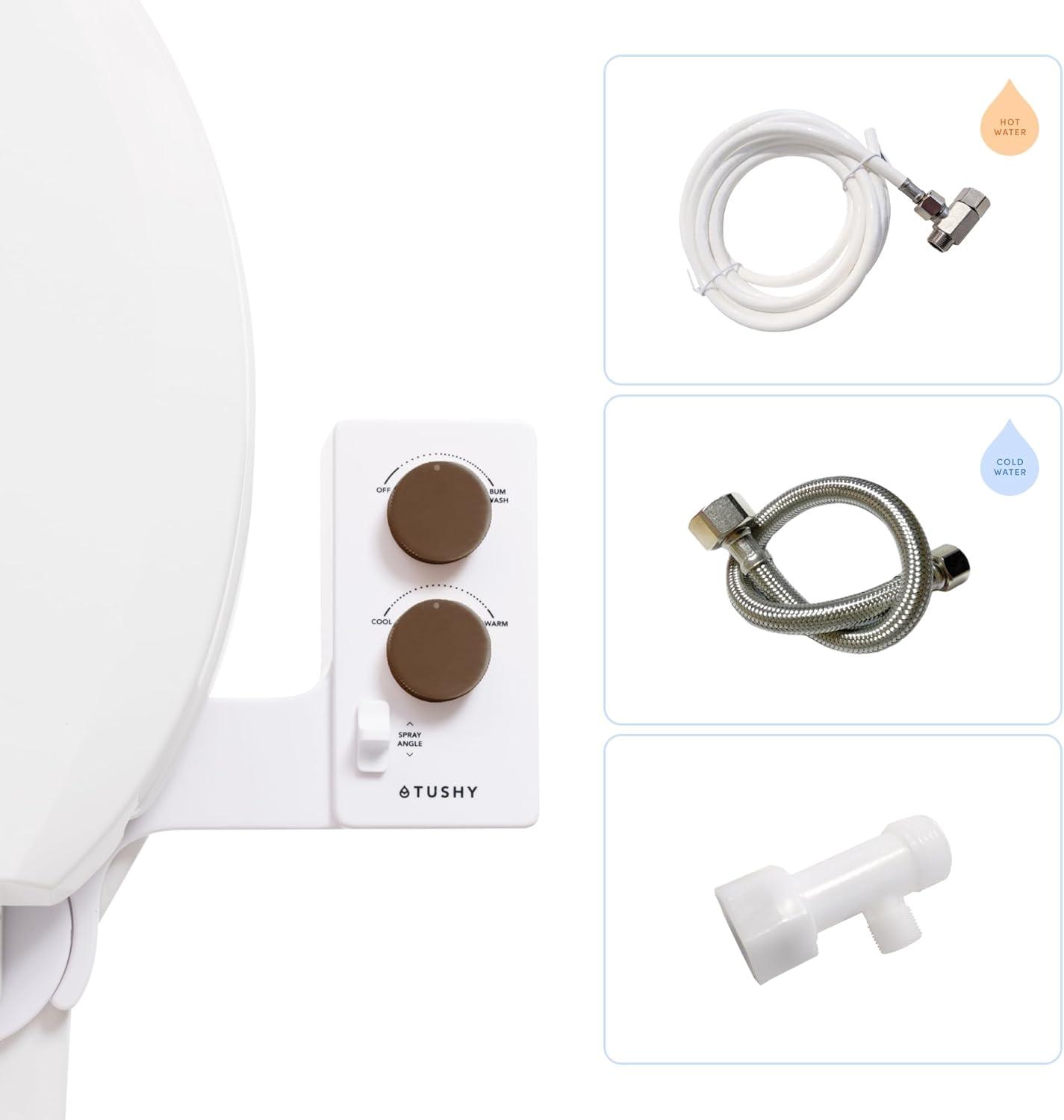 TUSHY Spa Self-Cleaning Warm Water Bidet Attachment, Adjustable Nozzle Angle, Pressure Control, Easy DIY Home Install, Requires Sink Access for Temperature Control