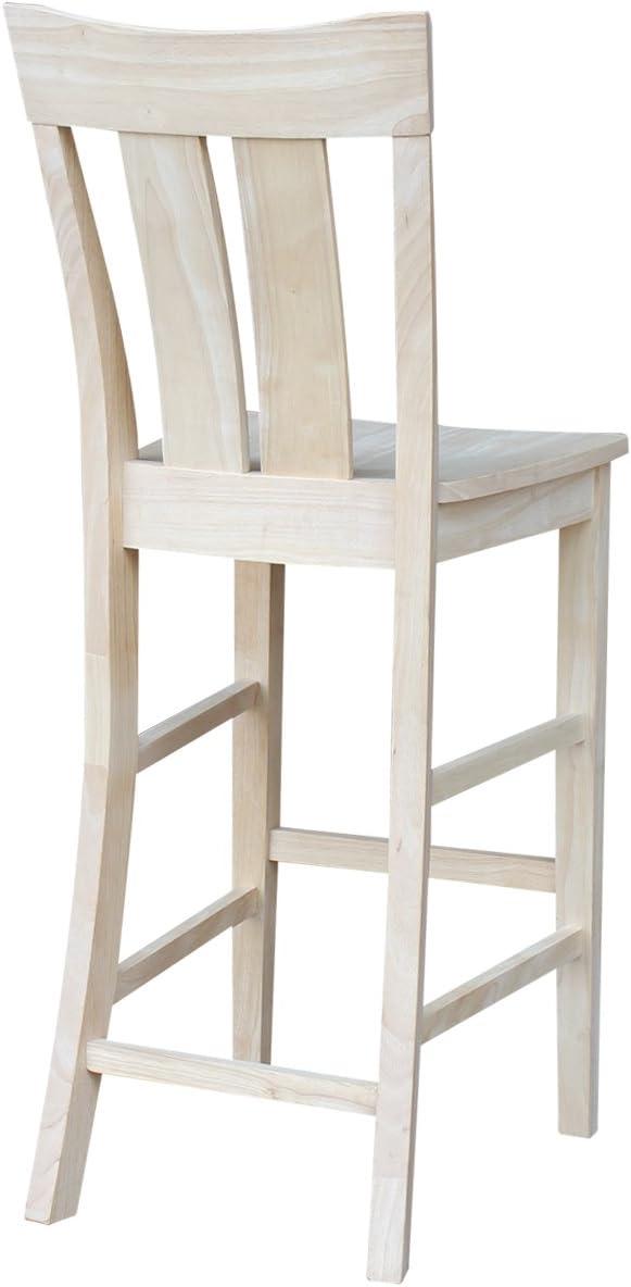 International Concepts Wood Ava Slat Back Bar Height Stool - 29.92" Seat Height - Unfinished