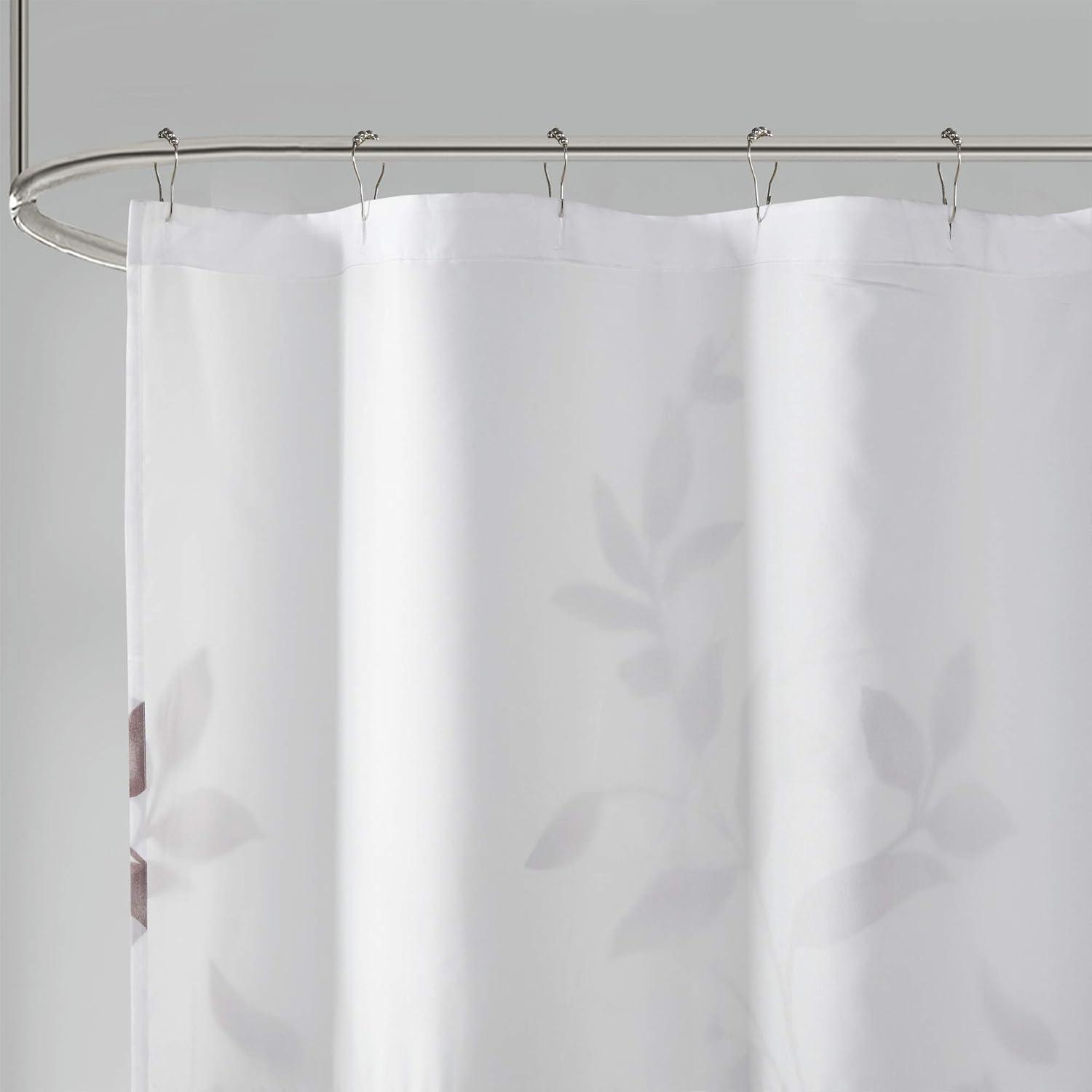 Home Essence Rosalie Burnout Printed Floral Rayon/Polyester Shower Curtain, 72" x 72", Purple