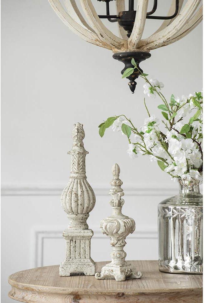 Antique White Cement Finial Accent, 13.5" Height