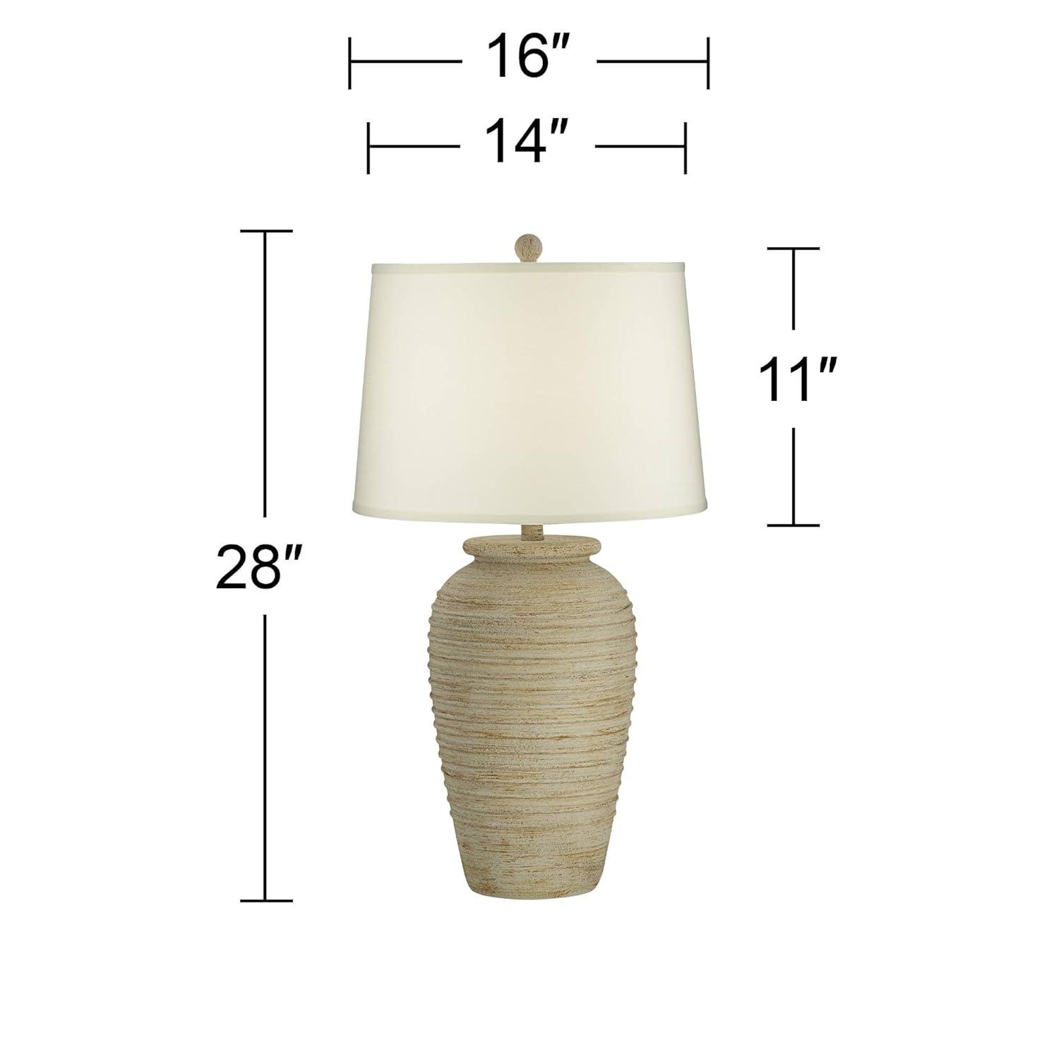 John Timberland Austin Rustic Table Lamp 28" Tall Sand Toned Cream Linen Drum Shade for Bedroom Living Room Bedside Nightstand Office Kids Family Home