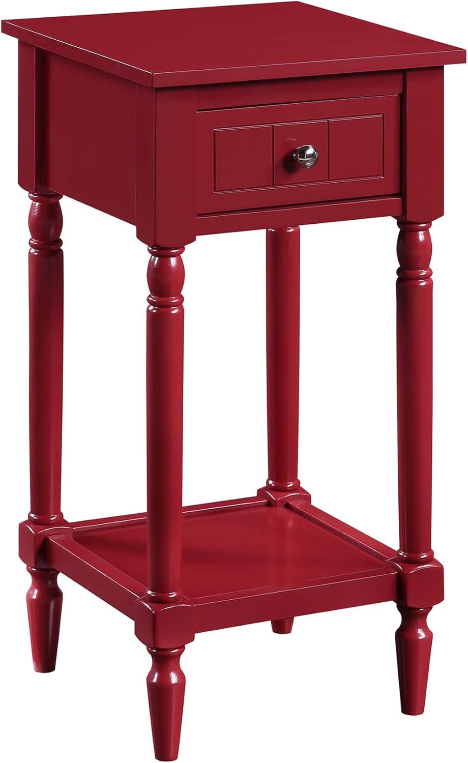 Convenience Concepts French Country Khloe 1 Drawer Accent Table with Shelf, Cranberry Red