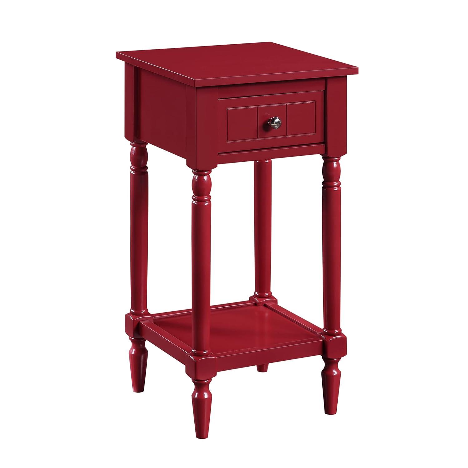 Convenience Concepts French Country Khloe 1 Drawer Accent Table with Shelf, Cranberry Red