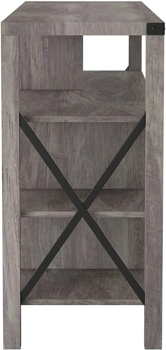 Flash Furniture Wyatt 60" Modern Farmhouse Tall TV Console Cabinet with Storage Cabinets and Shelves for TV's up to 60", Gray Wash