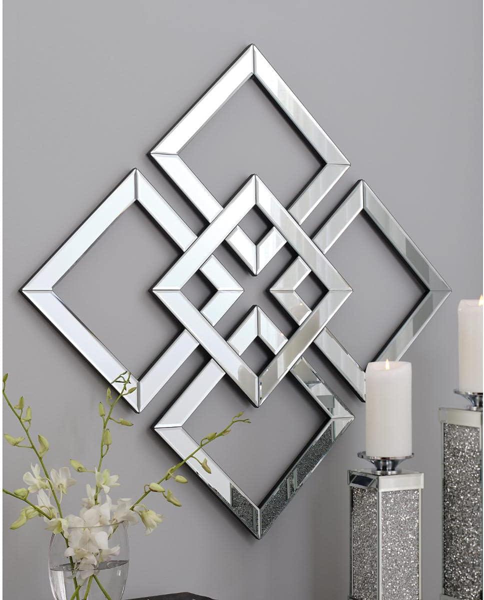 Quinnley 24" Silver Geometric Contemporary Accent Mirror