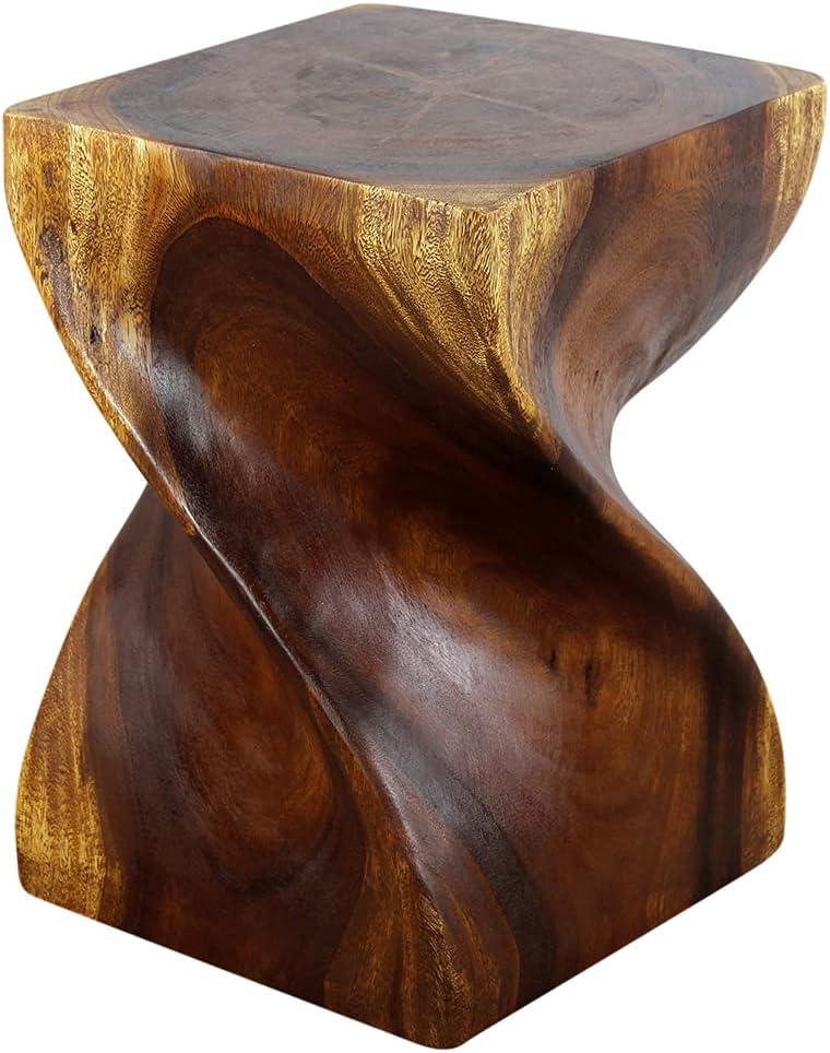 Sustainable Wood Big Twist Stool Table 14" SQ x 20" H in Walnut