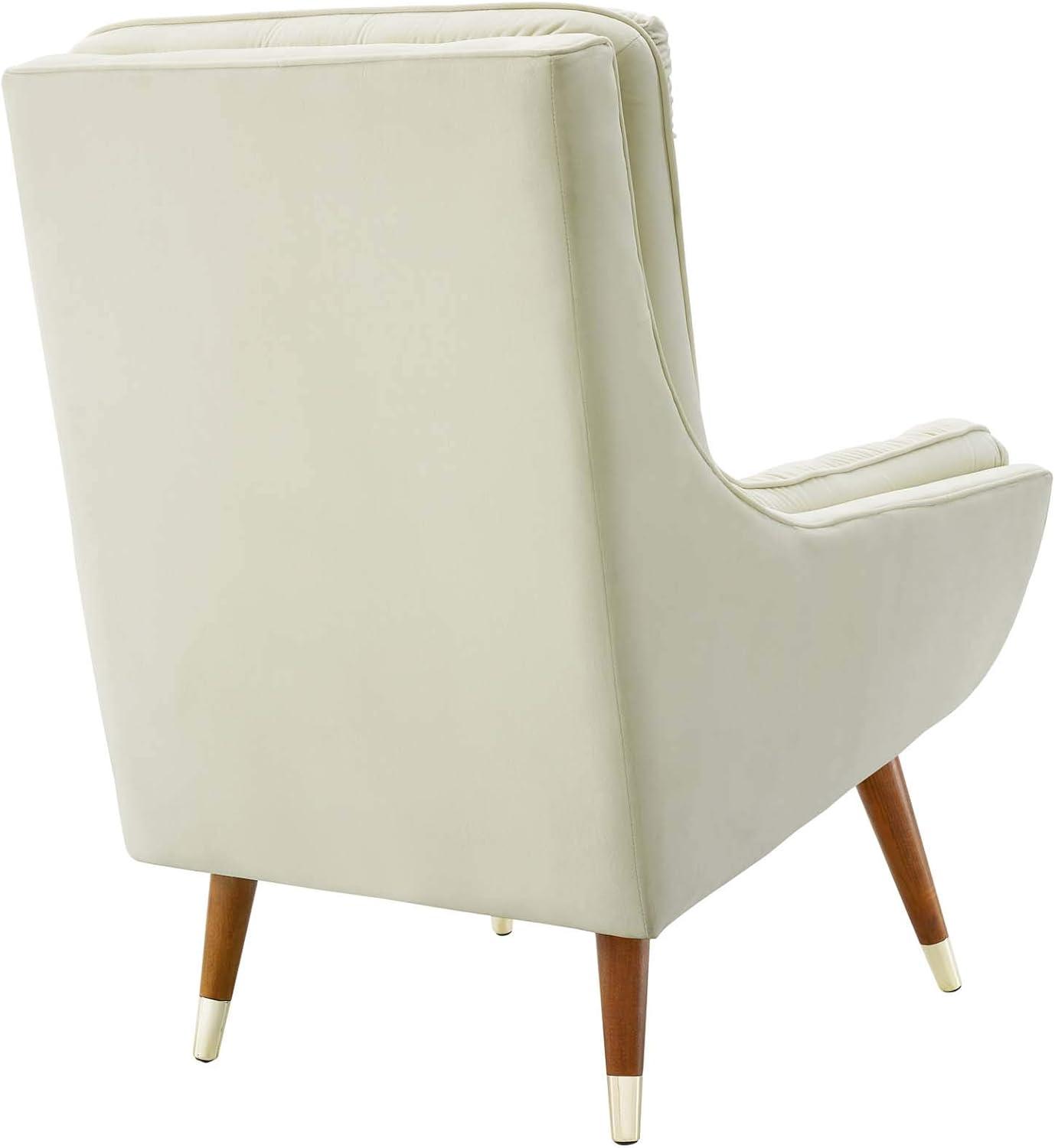 Modway Suggest Tufted Performance Velvet Lounge Chair in Ivory