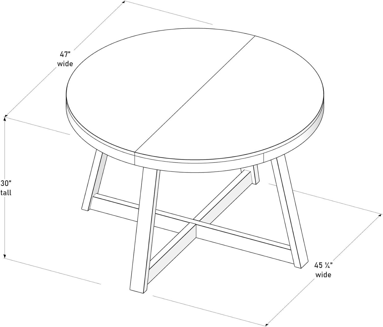 Plank+Beam Round Dining Table, 47" Solid Wood Kitchen Table, Farmhouse Round Table for 4, Small Dinette Table