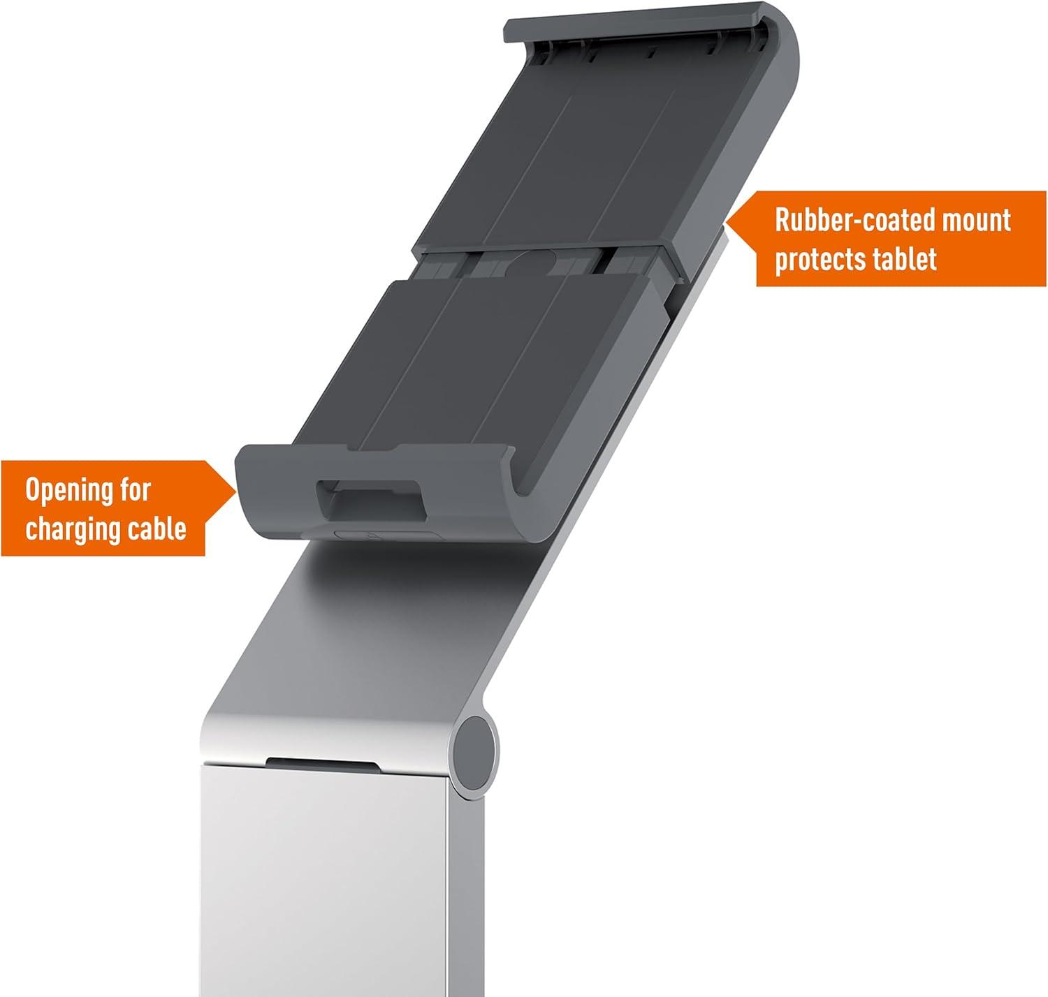 DURABLE Tablet Floor Stand 47.5 Inches Tall (for Tablets 7-13 Inches, 360 Degree Rotation with Anti-Theft Device) Silver/Charcoal (893223)