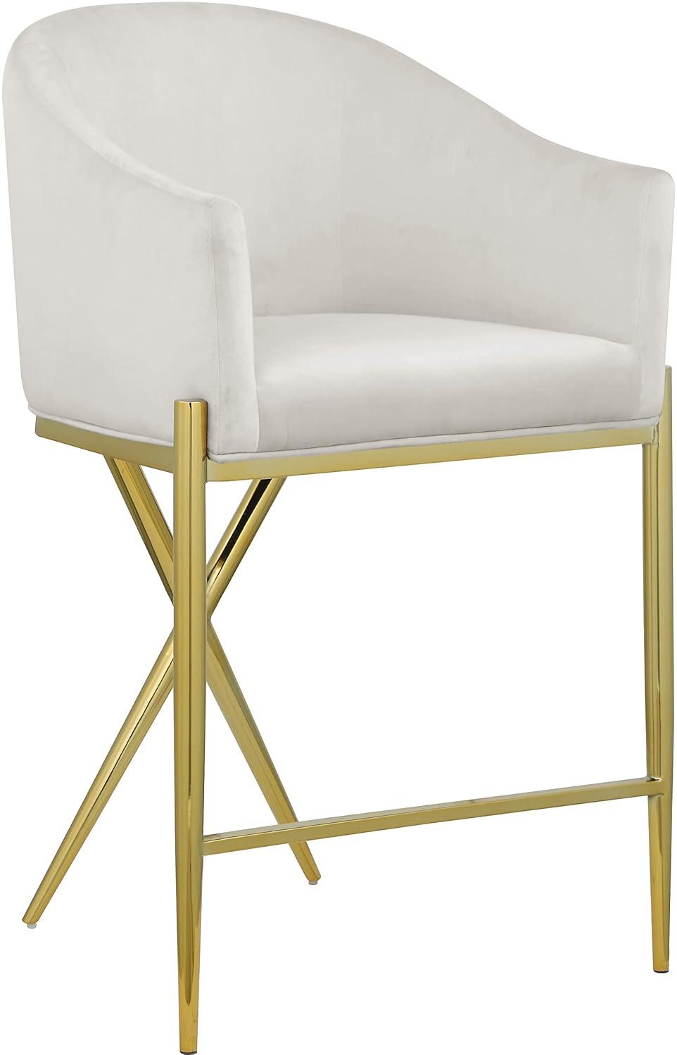 Meridian Furniture,Xavier Cream Velvet Counter Stool