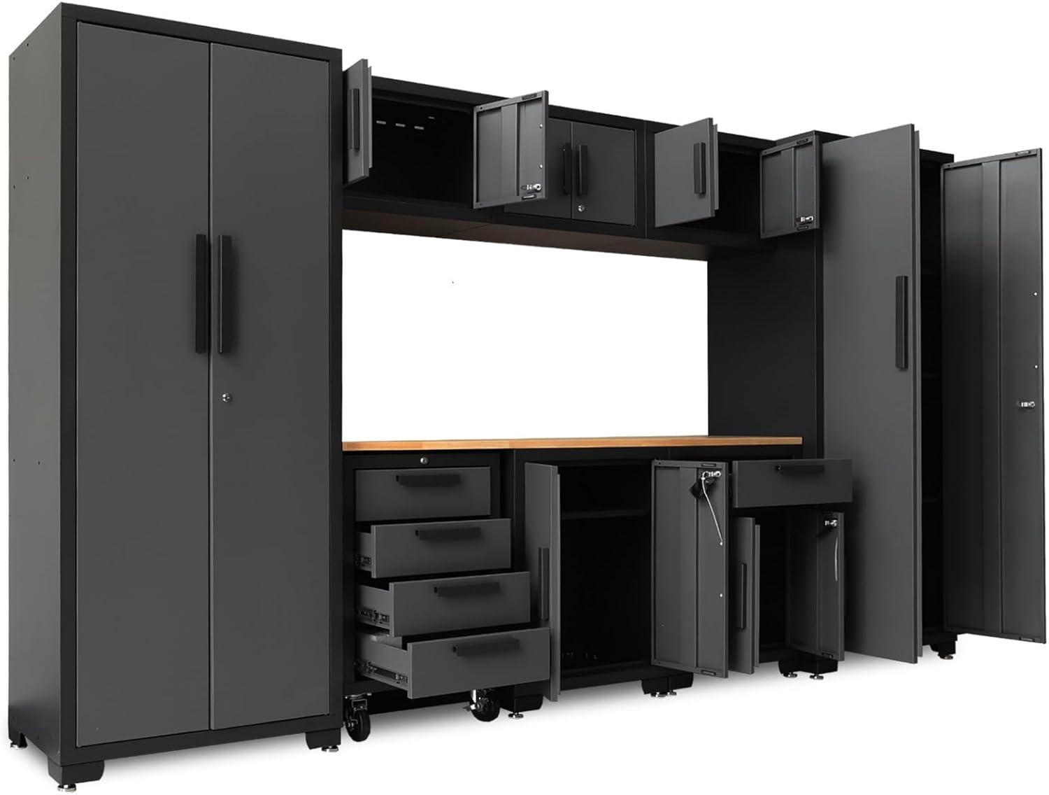 WFX Utility™ WFX Utility™ 6pcs Garage Cabinets And Storage System Set With Pegboard & Rubber Wood Worktop