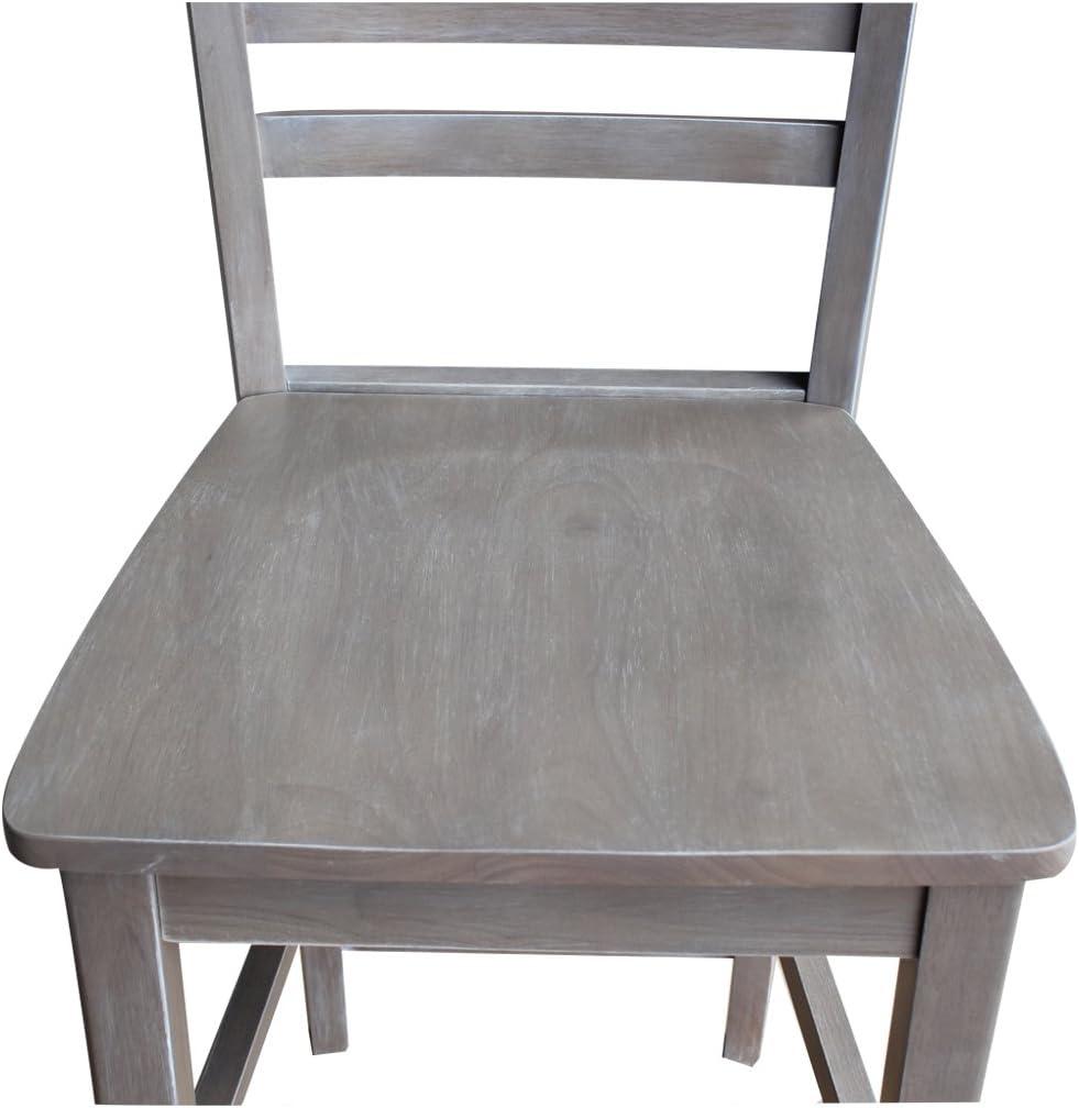 24" Roma Counter Height Barstool Washed Gray Taupe - International Concepts: Solid Wood, Ladder-Back