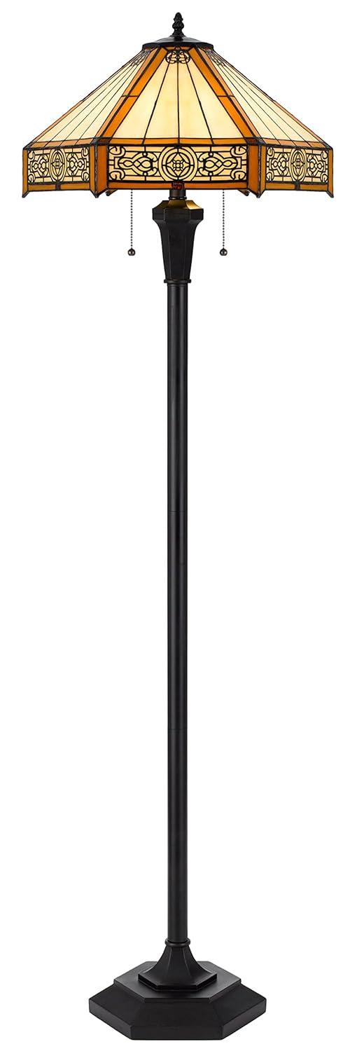 Cal Lighting 60W X 2 Metal/Resin Tiffany Table Lamp With Pull Chain Switches