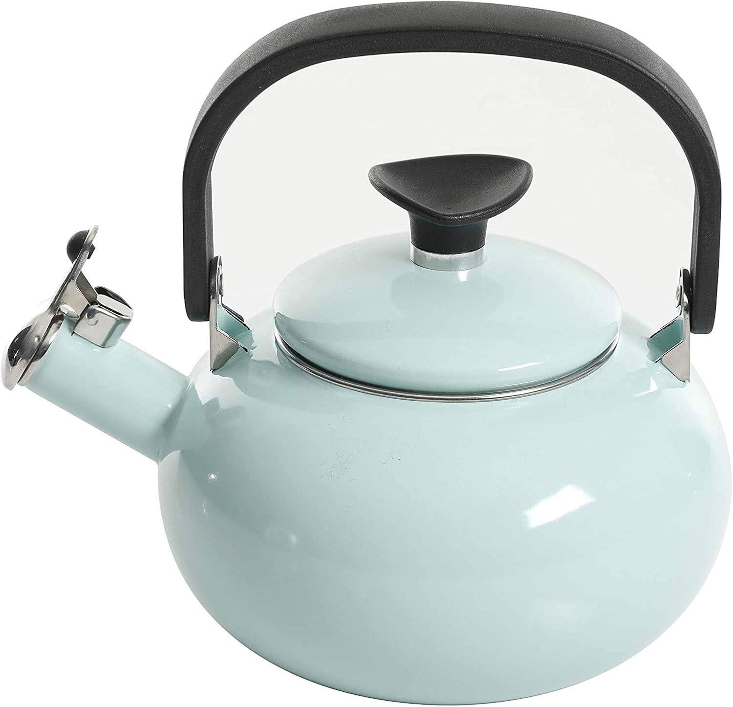 Kenmore 1.5 Qt Broadway Steel Whistling Stove Top Tea Pot Kettle, Glacier Blue