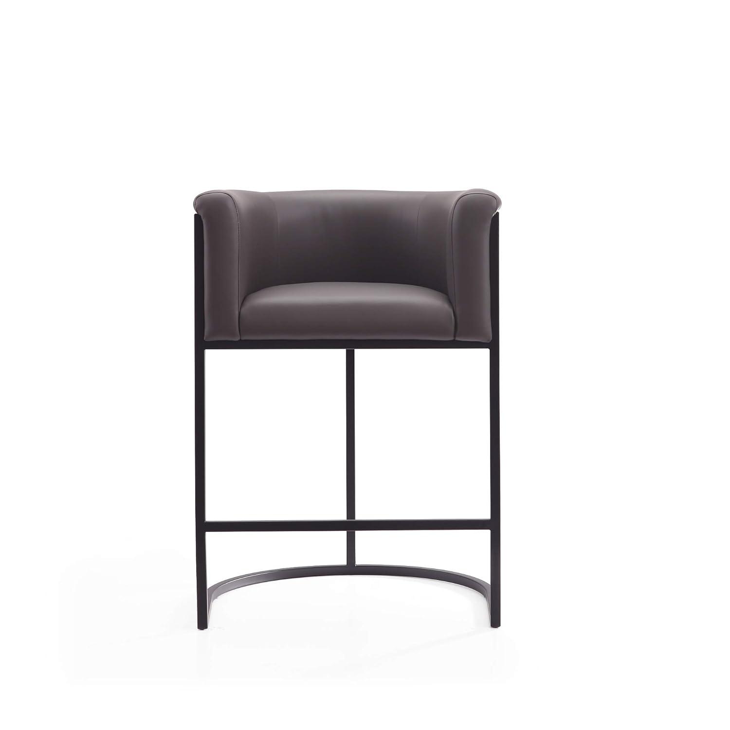 Manhattan Comfort Cosmopolitan Metal Counter Height Barstool Pebble: Upholstered, Low Back, Armrest