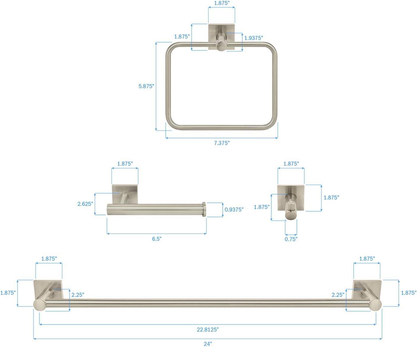 Satin Nickel Modern 4-Piece Bathroom Hardware Set