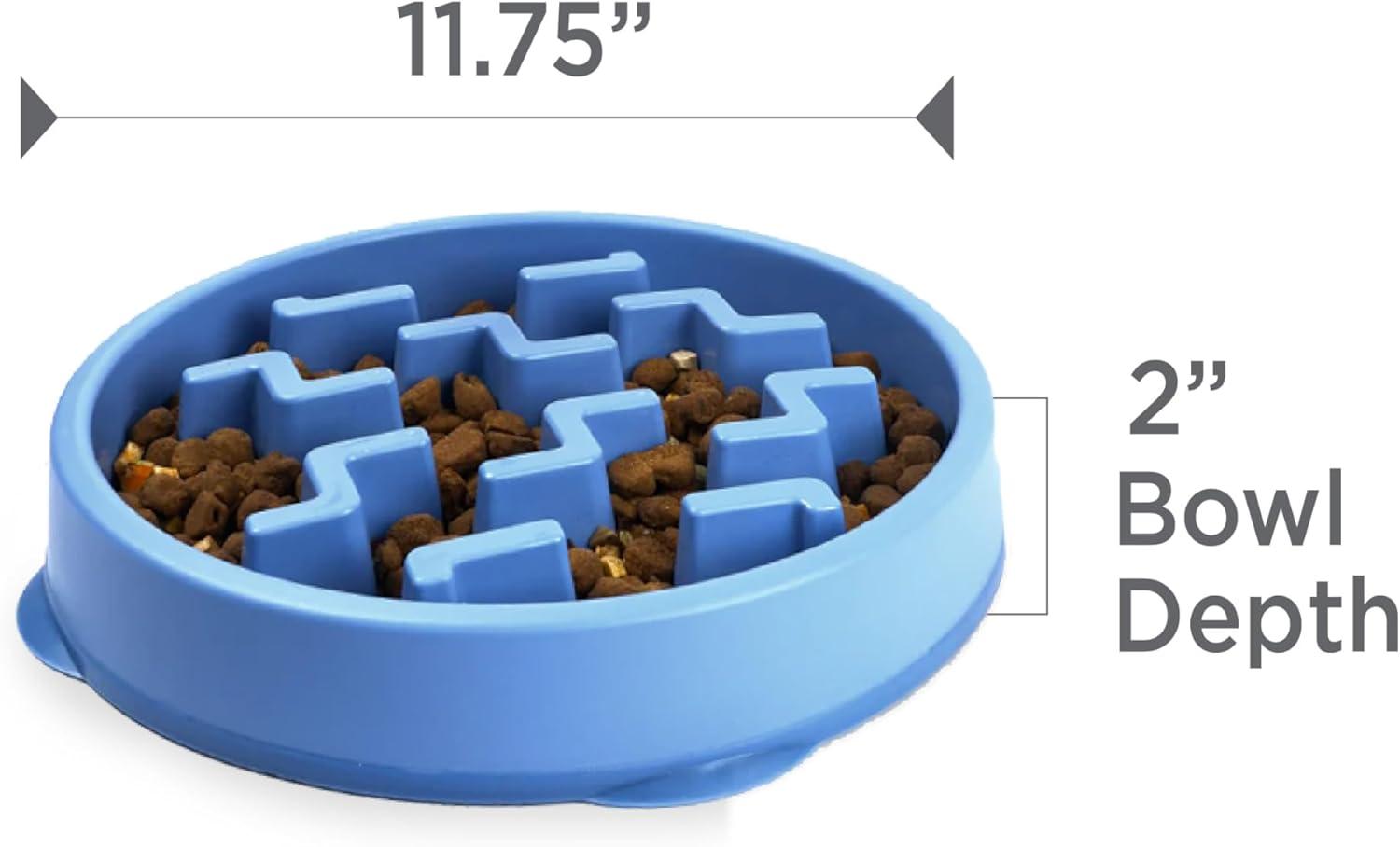 Outward Hound Outward Hound Fun Feeder Slow Bowl, Slow Feeder Dog Bowl, Blue