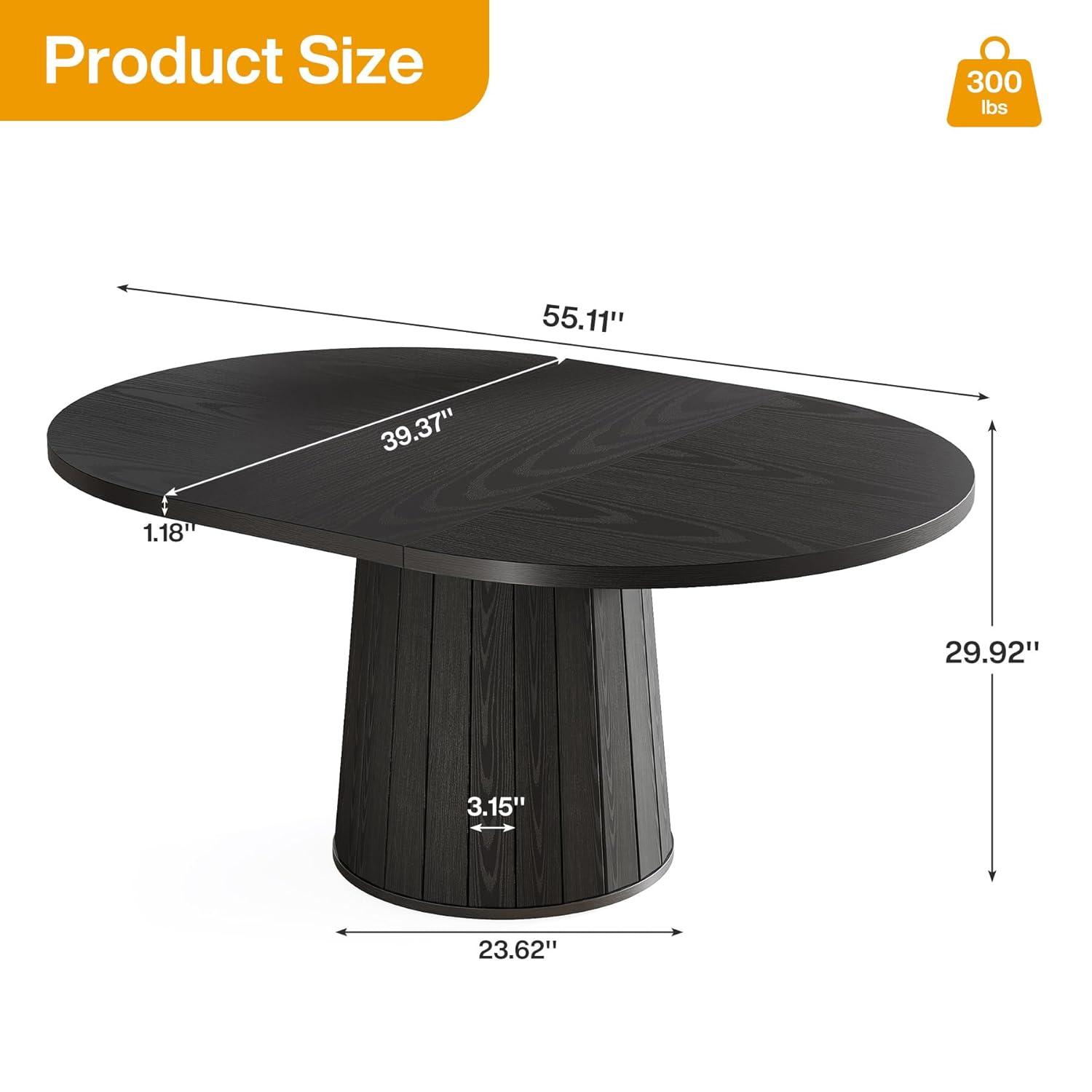 Millwood Pines 55 Inch Oval Dining Table With Wood Base For Dining Room, Kitchen